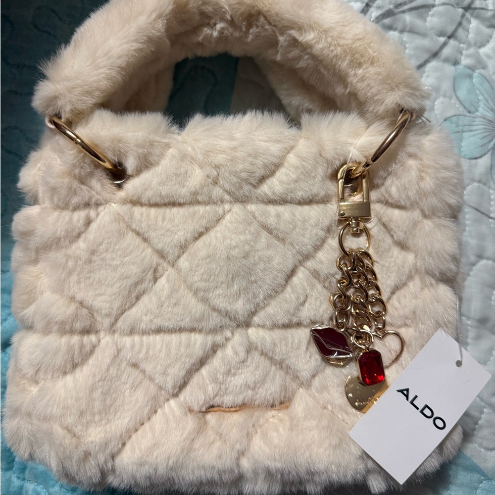 ALDO Cream Faux Fur handbag